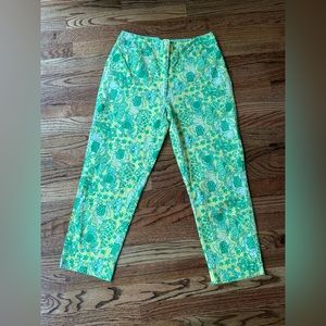 Lilly Pulitzer Yellow & Green Cropped Printed Pants